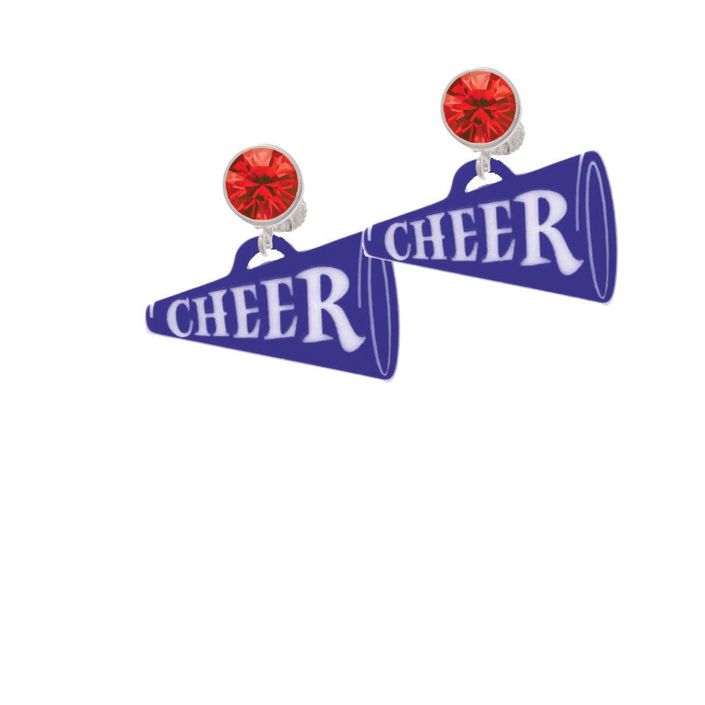 Acrylic 1.25" Navy Cheer Megaphone Crystal Clip On Earrings Image 4