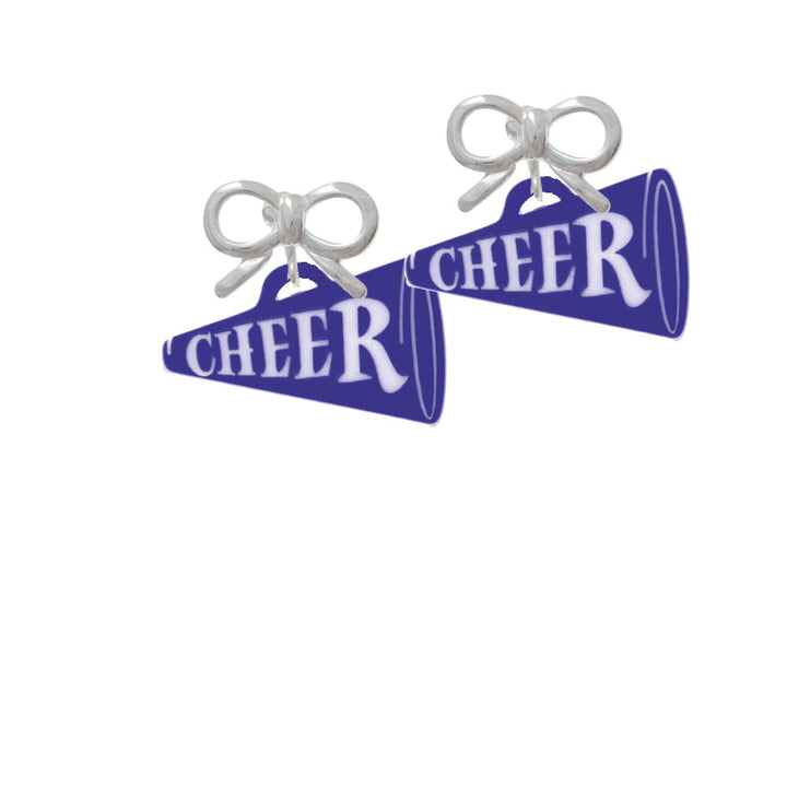 Acrylic 1.25" Navy Cheer Megaphone Crystal Clip On Earrings Image 9