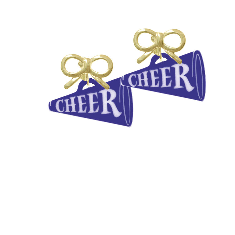 Acrylic 1.25" Navy Cheer Megaphone Crystal Clip On Earrings Image 10