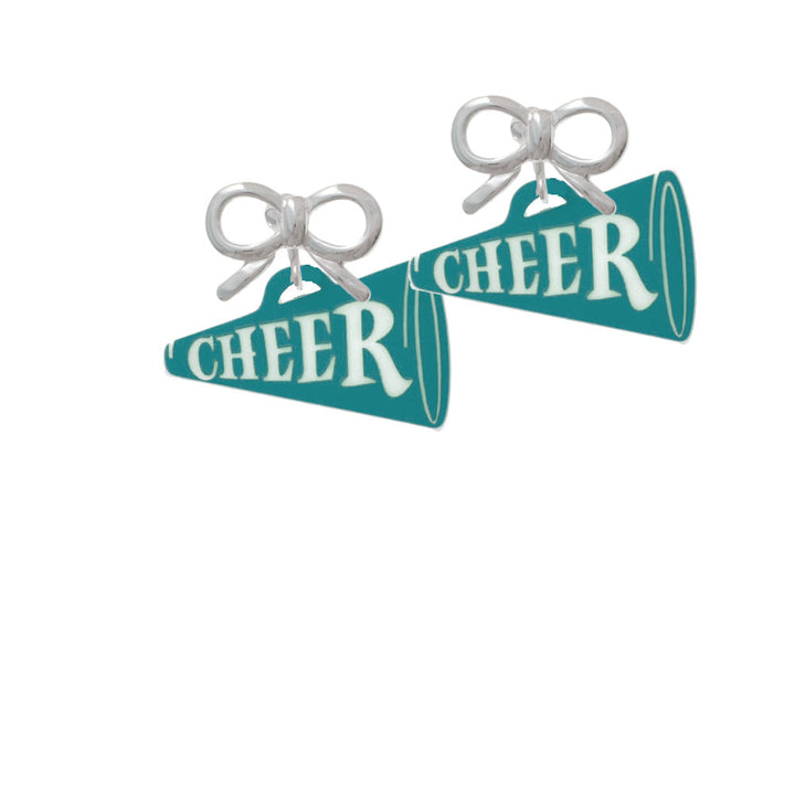 Acrylic 1.25" Teal Cheer Megaphone Crystal Clip On Earrings Image 9