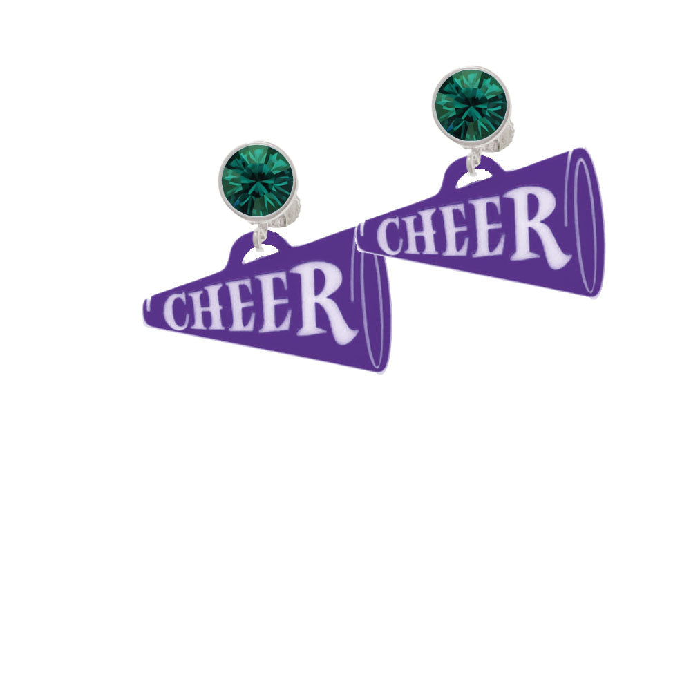 Acrylic 1.25" Purple Cheer Megaphone Crystal Clip On Earrings Image 6