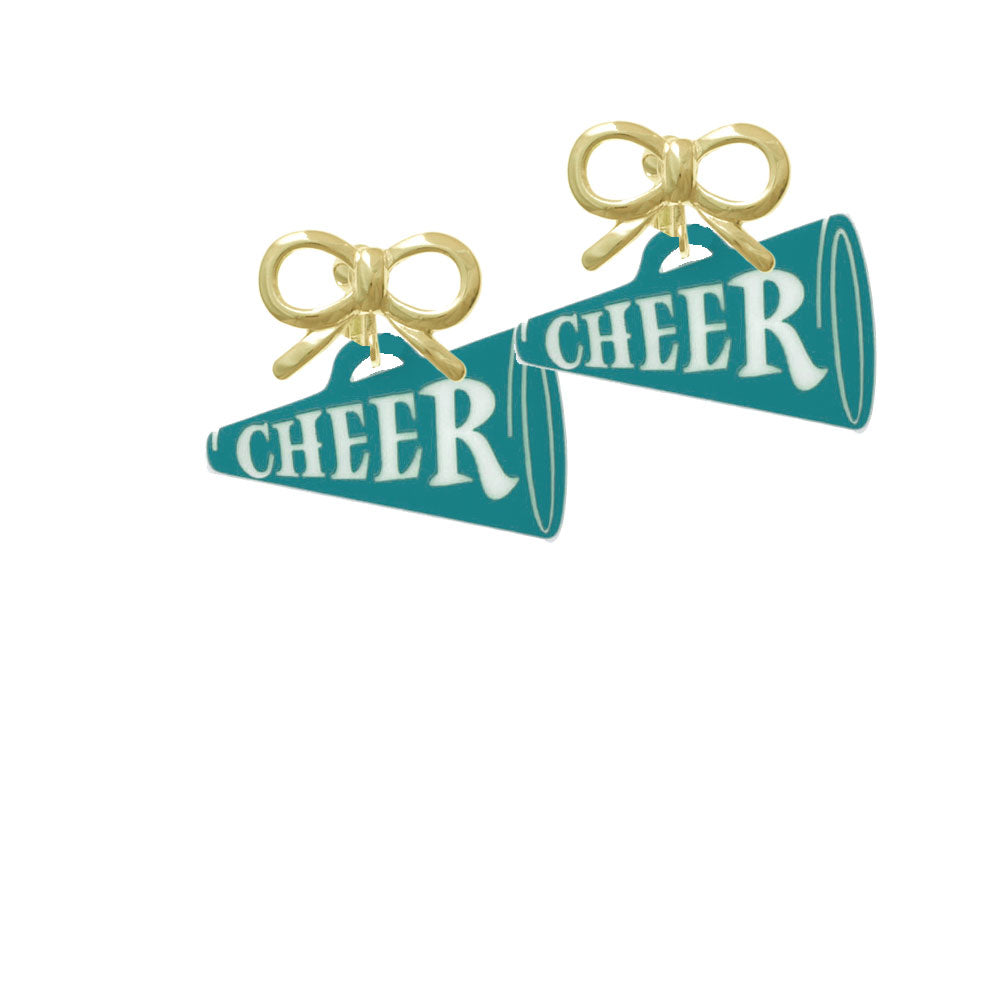 Acrylic 1.25" Teal Cheer Megaphone Crystal Clip On Earrings Image 10