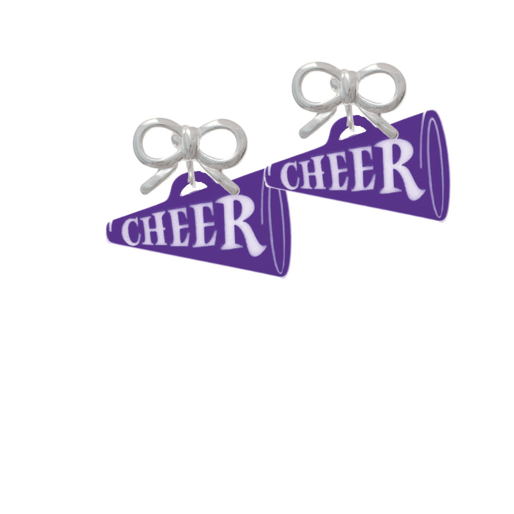 Acrylic 1.25" Purple Cheer Megaphone Crystal Clip On Earrings Image 9