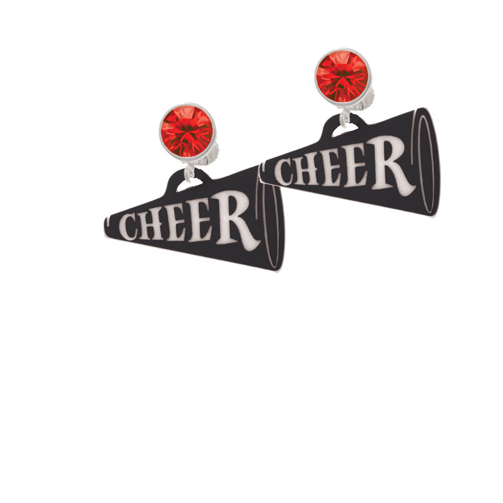 Acrylic 1.25" Black Cheer Megaphone Crystal Clip On Earrings Image 4