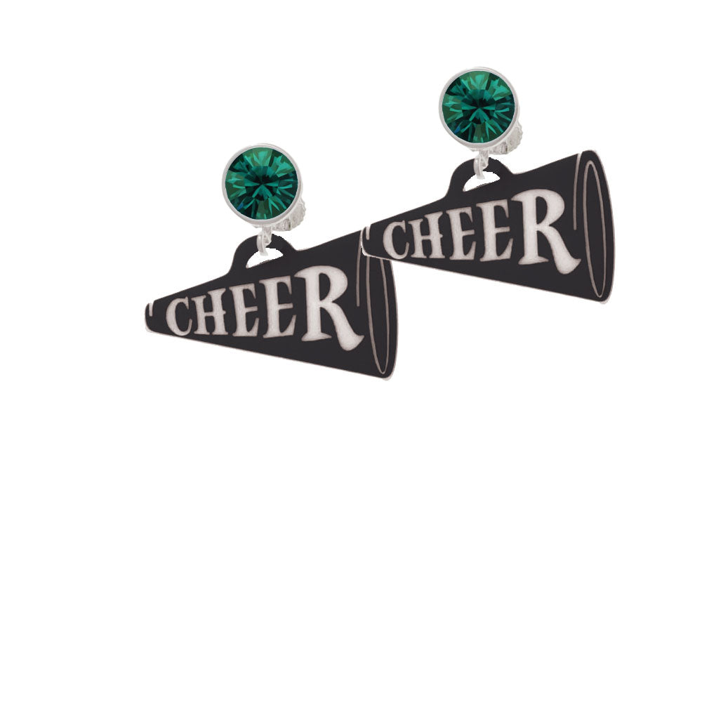 Acrylic 1.25" Black Cheer Megaphone Crystal Clip On Earrings Image 6