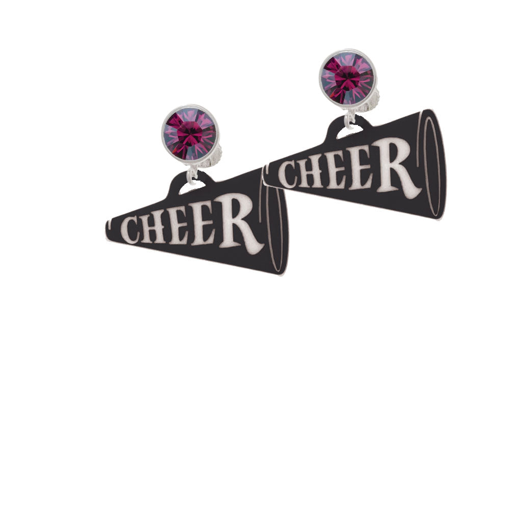 Acrylic 1.25" Black Cheer Megaphone Crystal Clip On Earrings Image 8