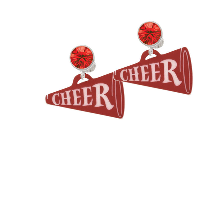 Acrylic 1.25" Maroon Cheer Megaphone Crystal Clip On Earrings Image 4