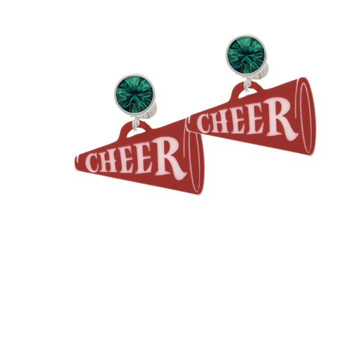 Acrylic 1.25" Maroon Cheer Megaphone Crystal Clip On Earrings Image 6