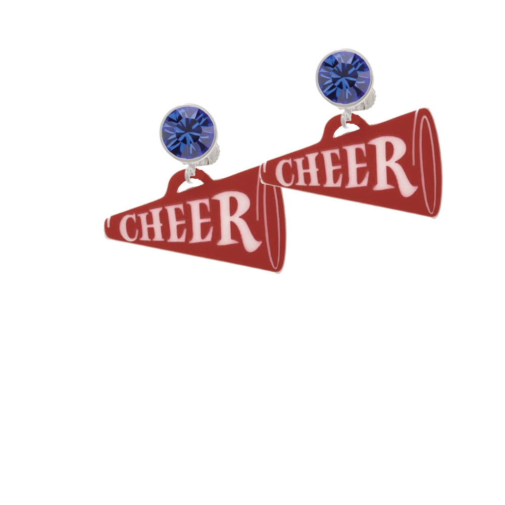 Acrylic 1.25" Maroon Cheer Megaphone Crystal Clip On Earrings Image 7