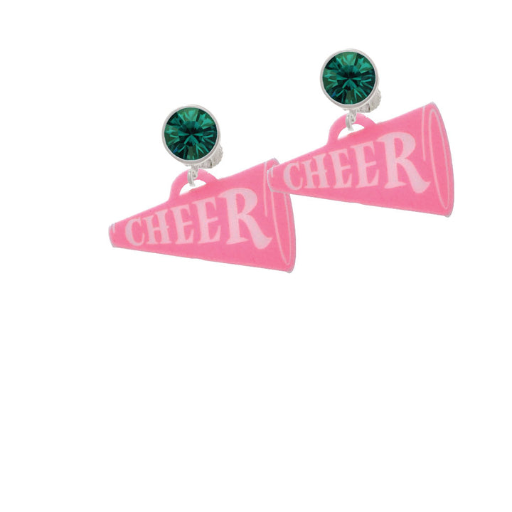 Acrylic 1.25" Hot Pink Cheer Megaphone Crystal Clip On Earrings Image 6