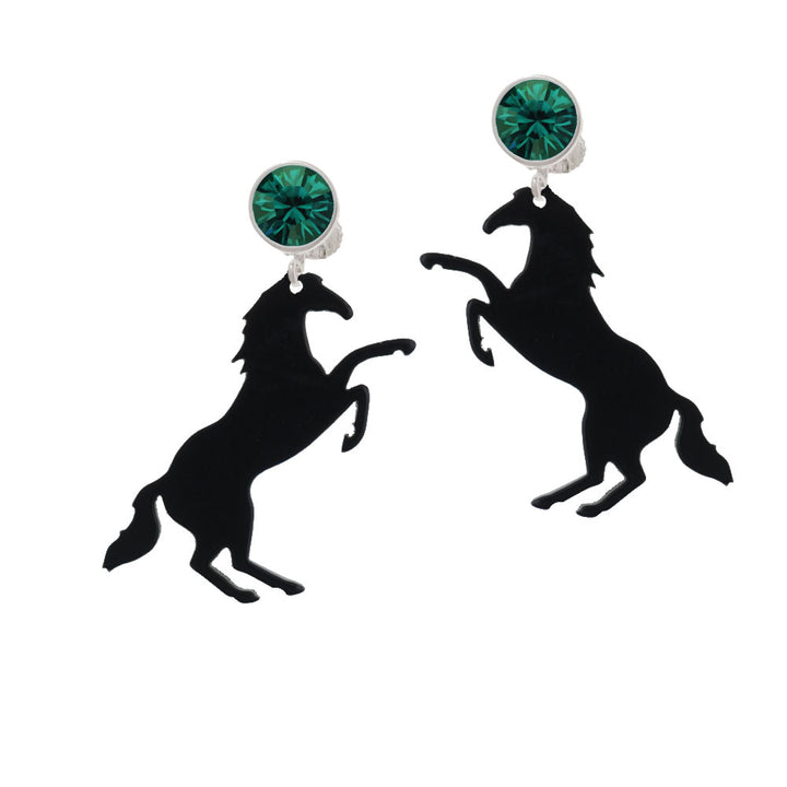 Acrylic 1.5 Black Horse Crystal Clip On Earrings Image 6