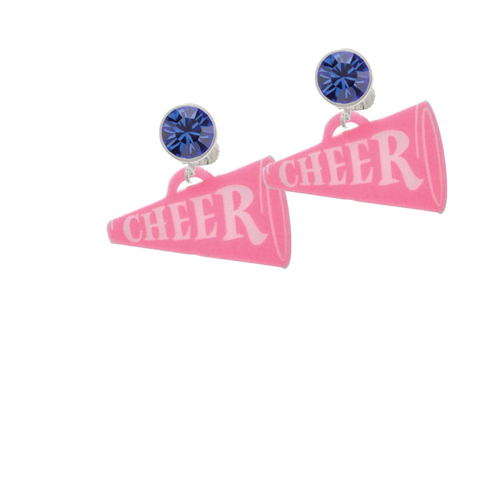 Acrylic 1.25" Hot Pink Cheer Megaphone Crystal Clip On Earrings Image 7