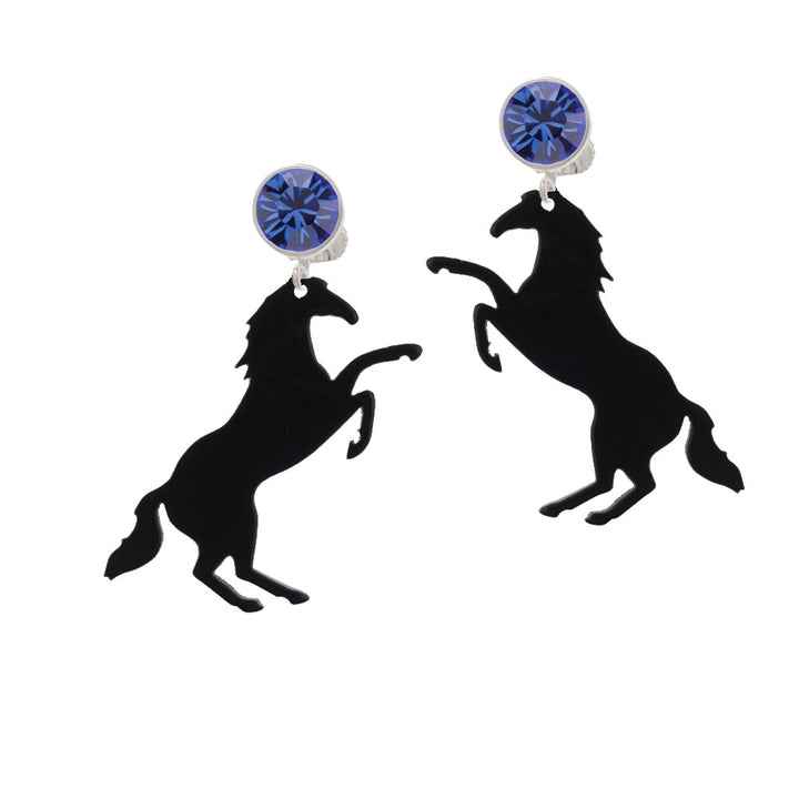 Acrylic 1.5 Black Horse Crystal Clip On Earrings Image 7