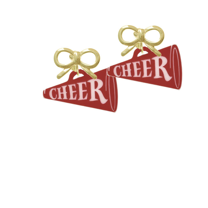 Acrylic 1.25" Maroon Cheer Megaphone Crystal Clip On Earrings Image 10