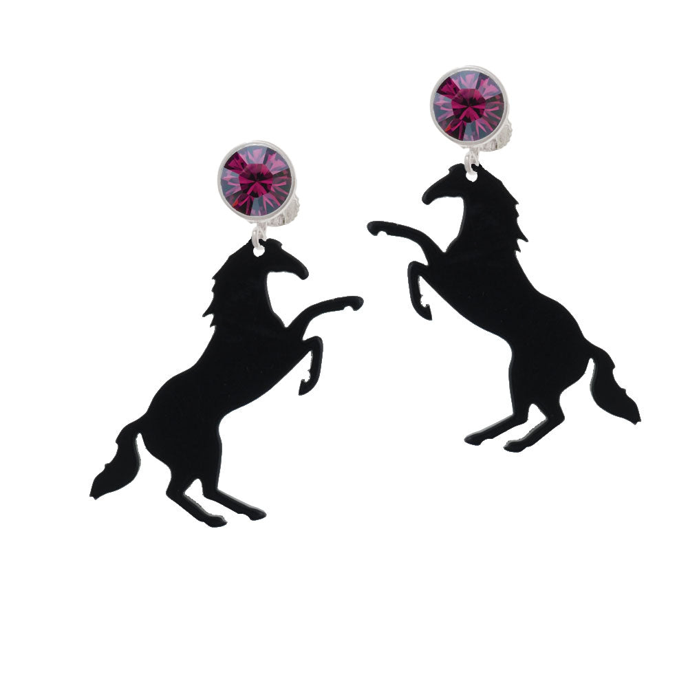 Acrylic 1.5 Black Horse Crystal Clip On Earrings Image 8