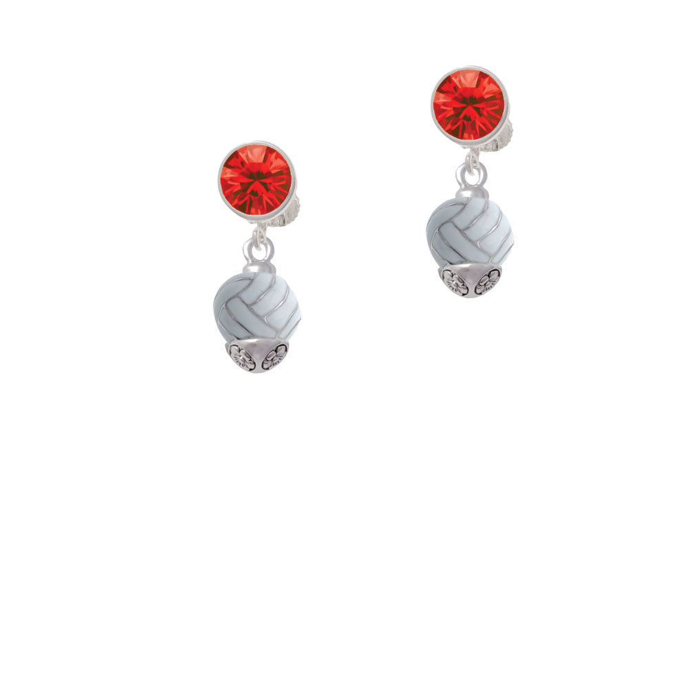 3-D Enamel Volleyball Spinner Crystal Clip On Earrings Image 4