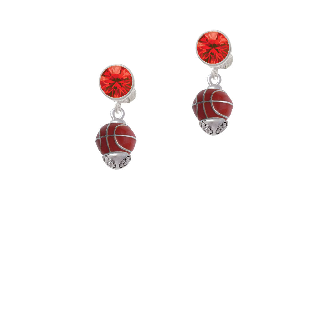 3-D Enamel Basketball Spinner Crystal Clip On Earrings Image 4