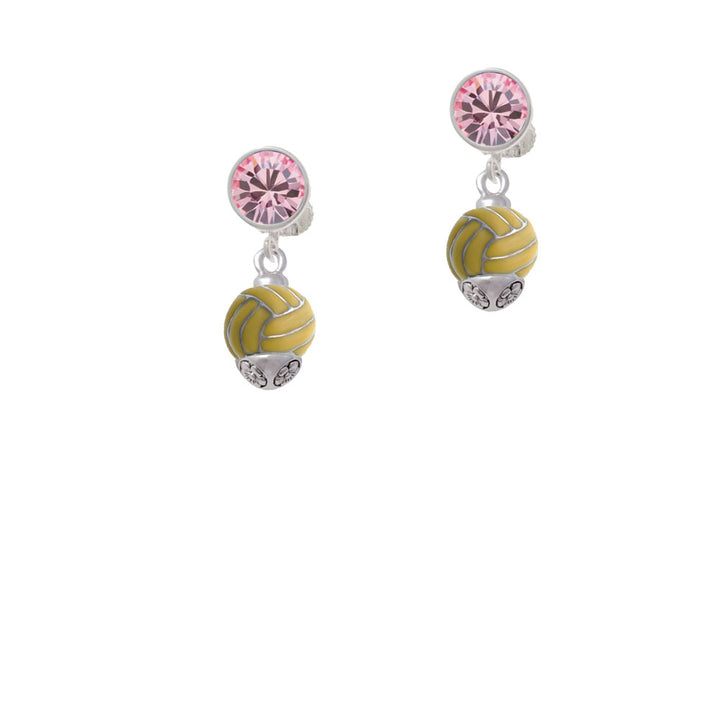 3-D Enamel Waterpolo ball Spinner Crystal Clip On Earrings Image 4