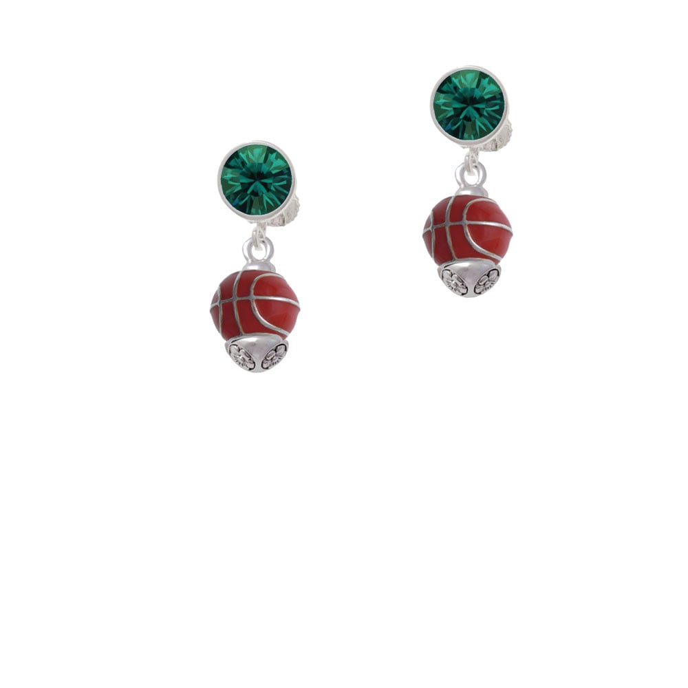 3-D Enamel Basketball Spinner Crystal Clip On Earrings Image 6