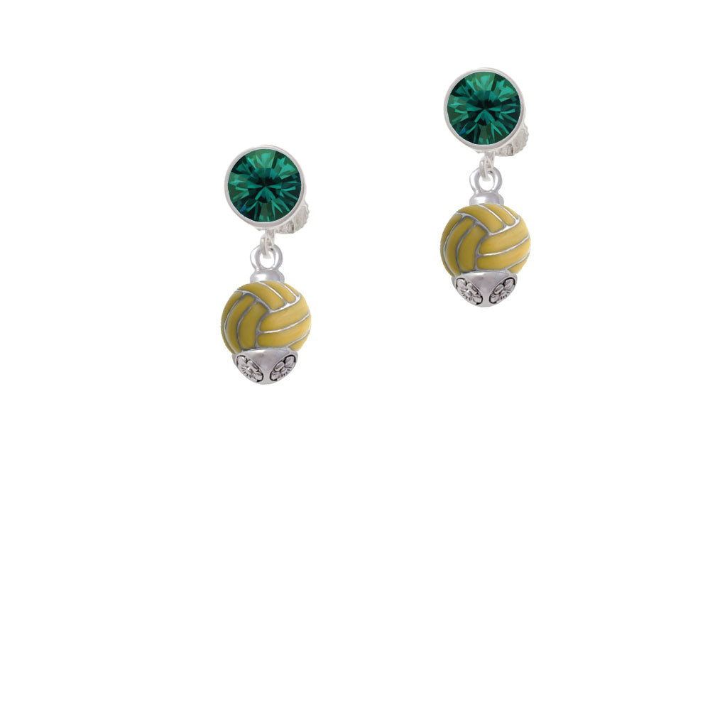 3-D Enamel Waterpolo ball Spinner Crystal Clip On Earrings Image 6