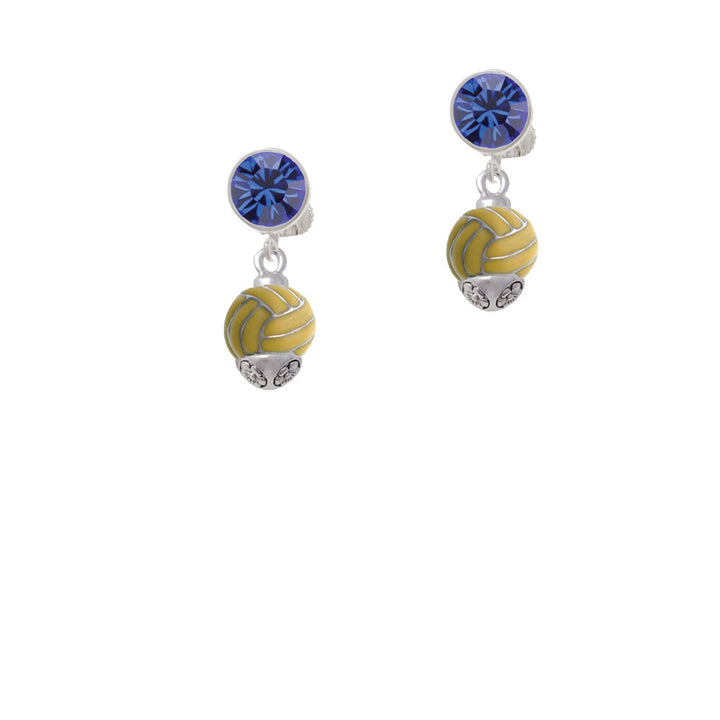 3-D Enamel Waterpolo ball Spinner Crystal Clip On Earrings Image 7