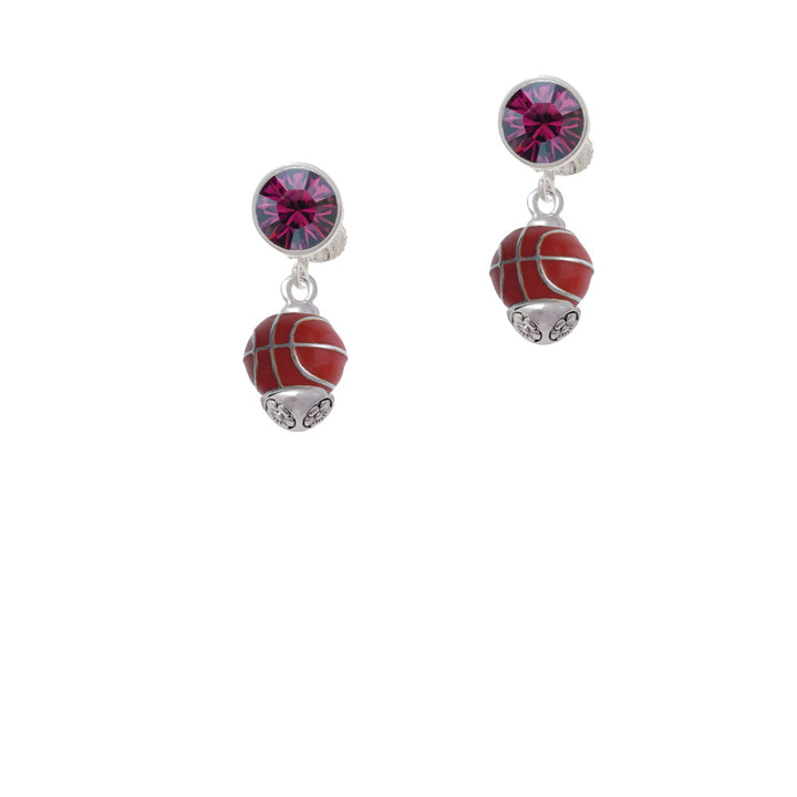 3-D Enamel Basketball Spinner Crystal Clip On Earrings Image 8