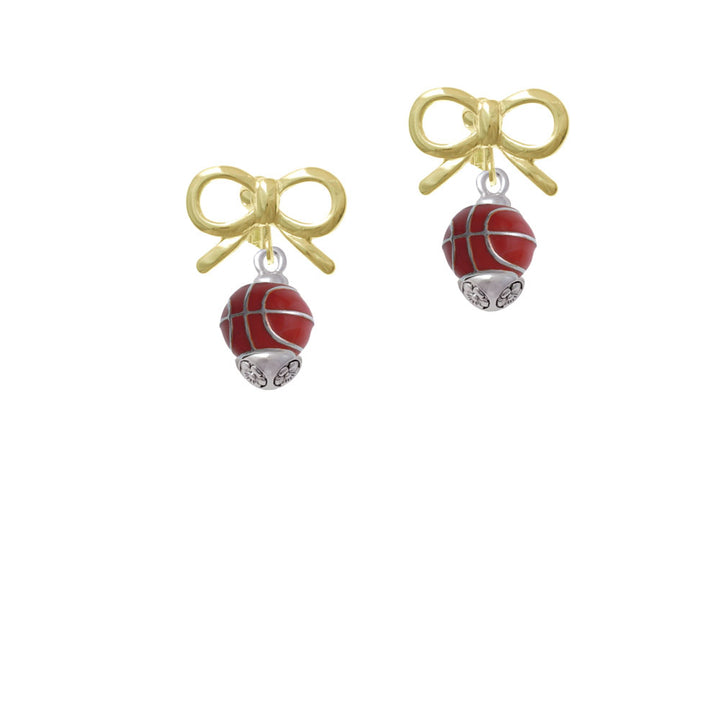 3-D Enamel Basketball Spinner Crystal Clip On Earrings Image 10