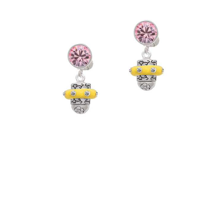 Crystal Yellow Spinner Crystal Clip On Earrings Image 4