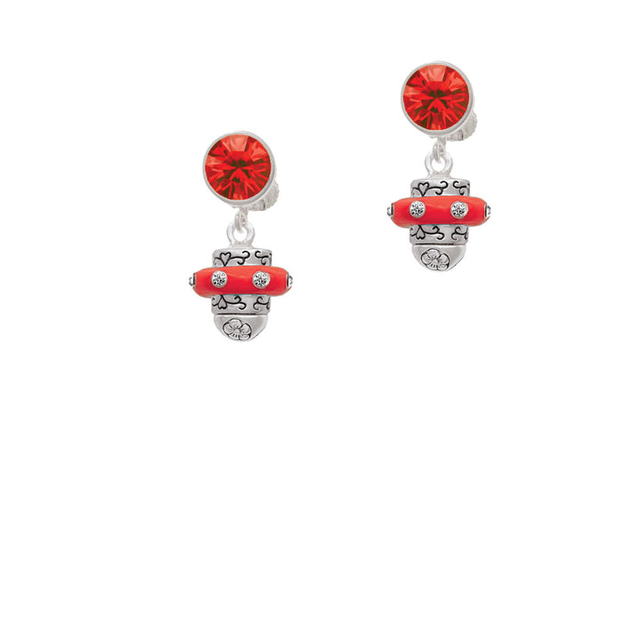 Crystal Red Spinner Crystal Clip On Earrings Image 4