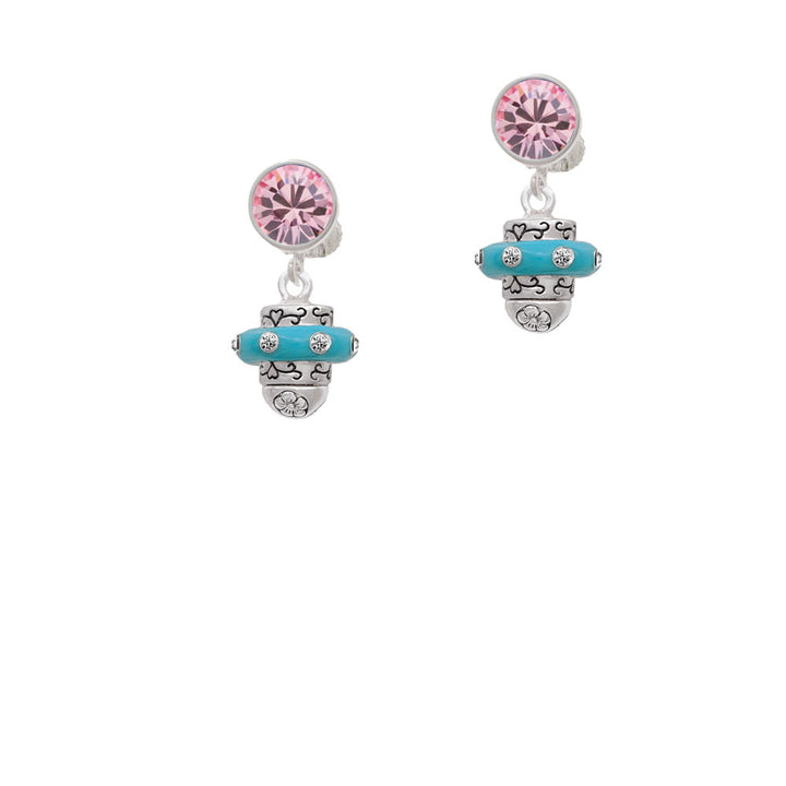 Crystal Teal Spinner Crystal Clip On Earrings Image 4