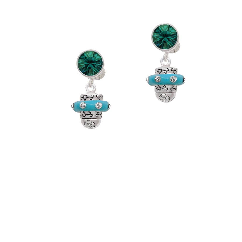 Crystal Teal Spinner Crystal Clip On Earrings Image 6