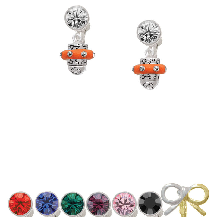 Crystal Orange Spinner Crystal Clip On Earrings Image 1