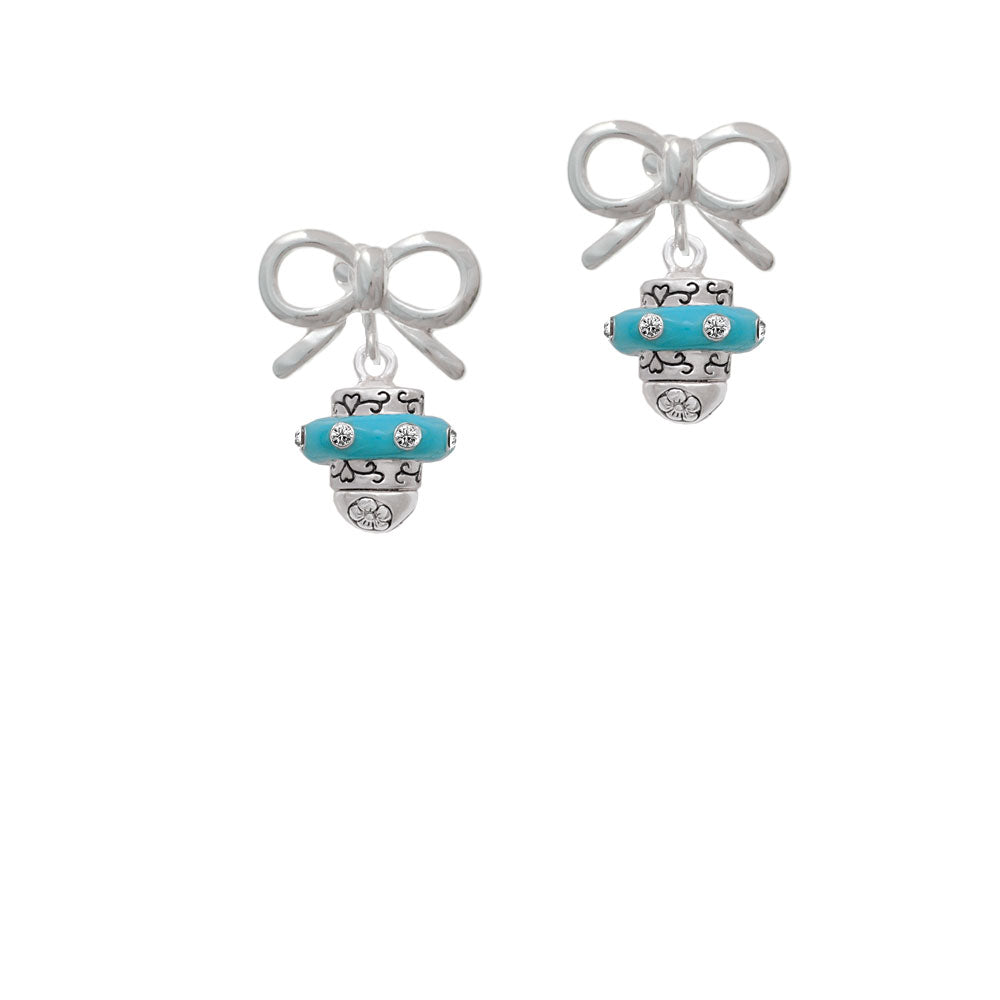 Crystal Teal Spinner Crystal Clip On Earrings Image 9