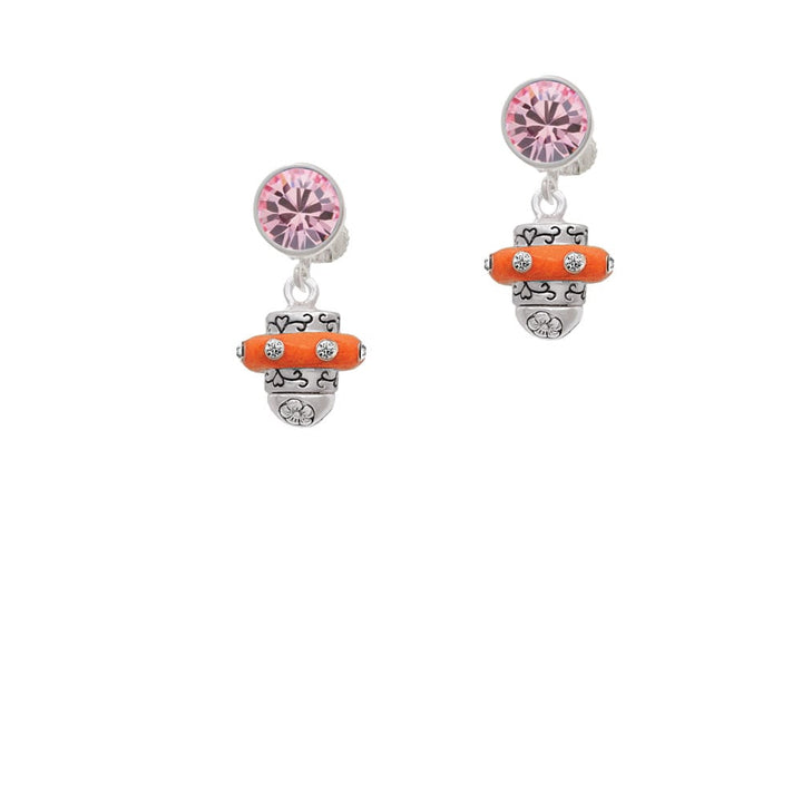 Crystal Orange Spinner Crystal Clip On Earrings Image 4