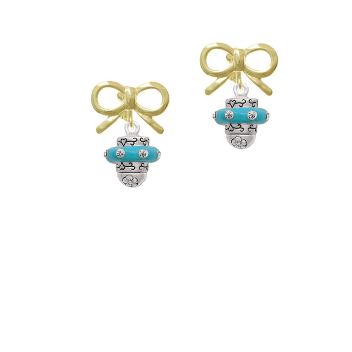 Crystal Teal Spinner Crystal Clip On Earrings Image 10