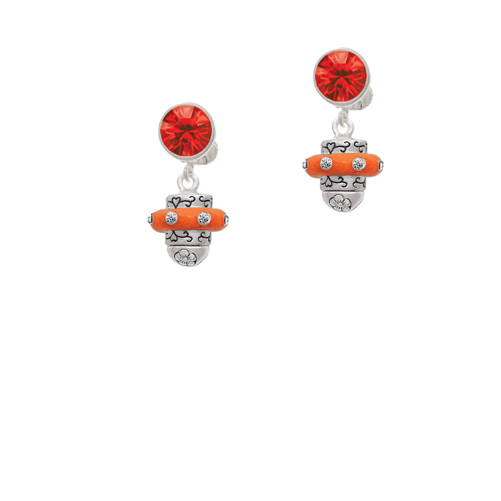 Crystal Orange Spinner Crystal Clip On Earrings Image 4