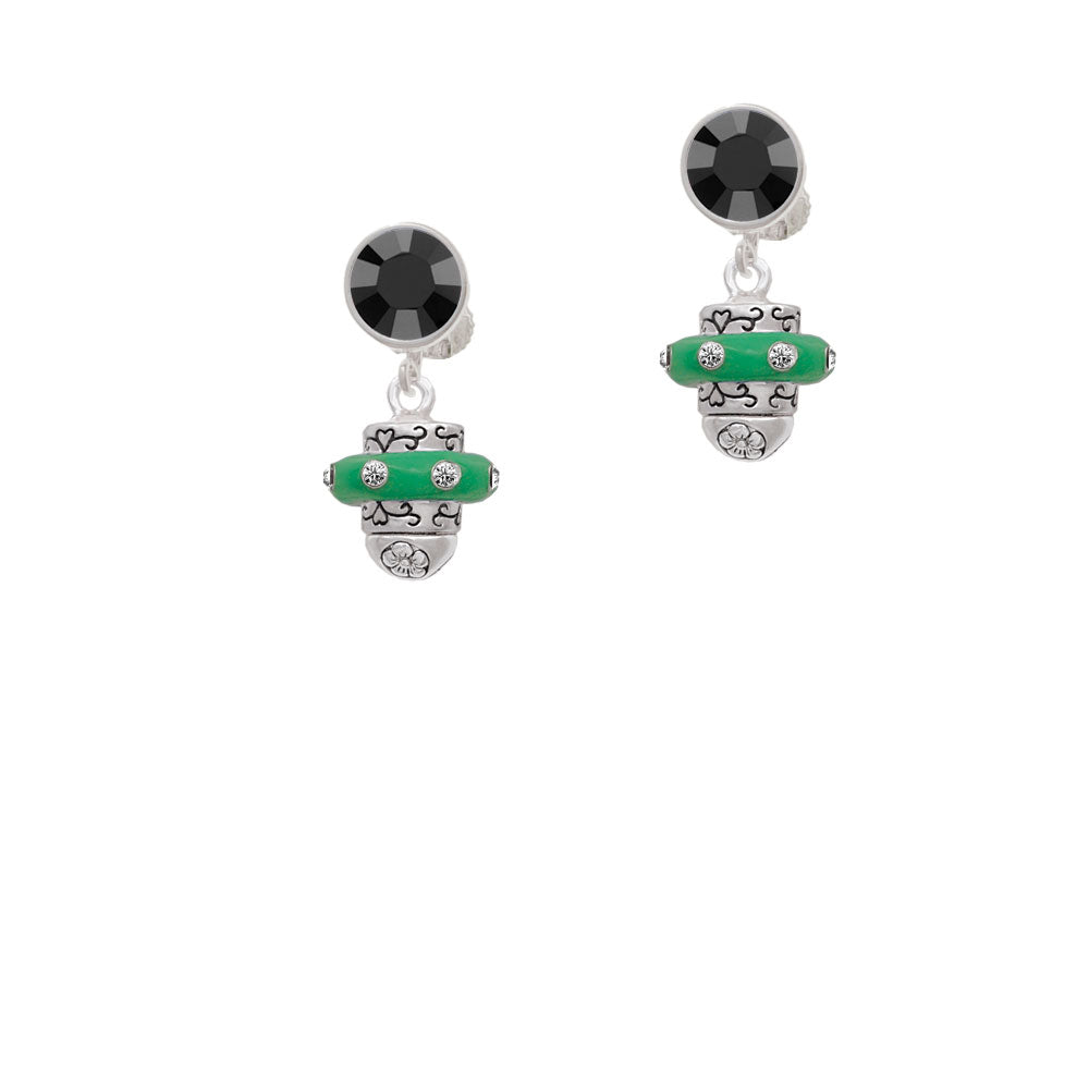 Crystal Green Spinner Crystal Clip On Earrings Image 3