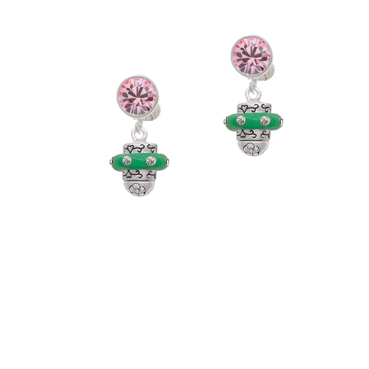 Crystal Green Spinner Crystal Clip On Earrings Image 1