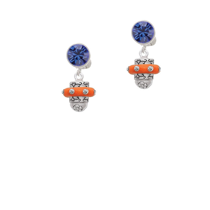 Crystal Orange Spinner Crystal Clip On Earrings Image 7