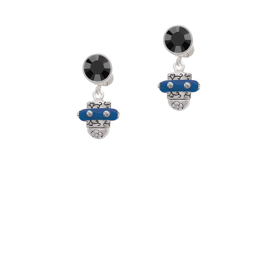 Crystal Navy Blue Spinner Crystal Clip On Earrings Image 3