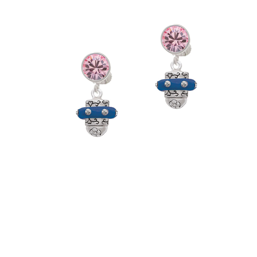 Crystal Navy Blue Spinner Crystal Clip On Earrings Image 4