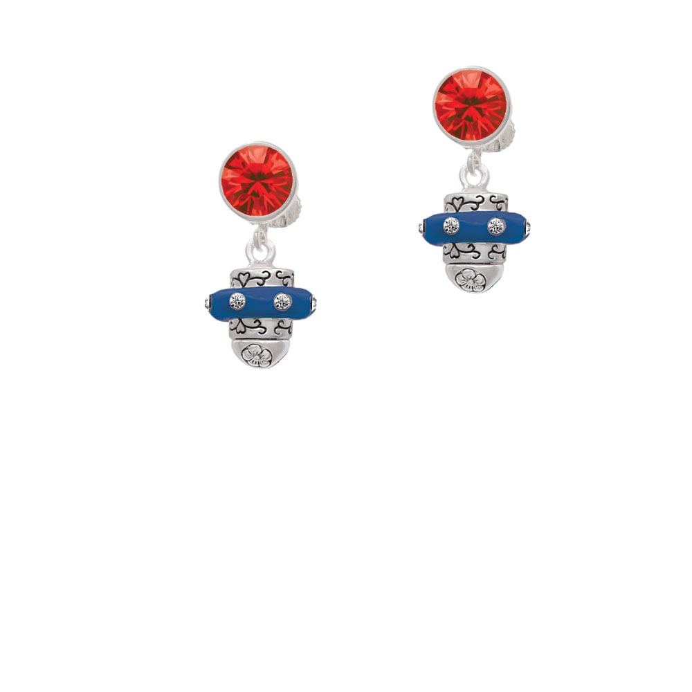 Crystal Navy Blue Spinner Crystal Clip On Earrings Image 1