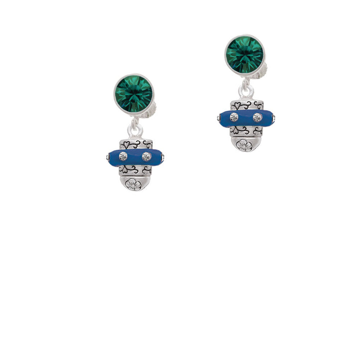 Crystal Navy Blue Spinner Crystal Clip On Earrings Image 6