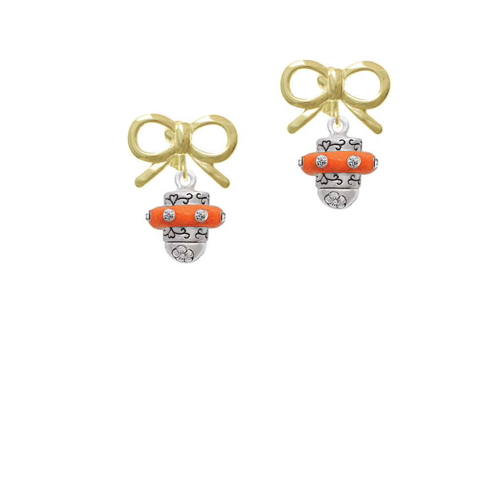 Crystal Orange Spinner Crystal Clip On Earrings Image 10