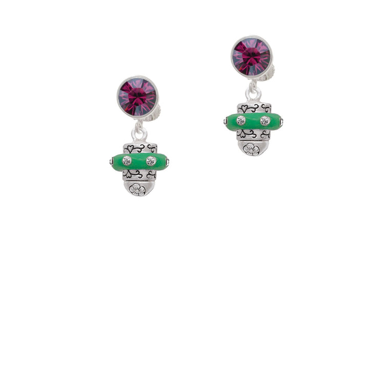 Crystal Green Spinner Crystal Clip On Earrings Image 8