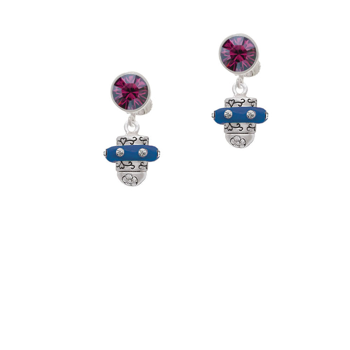 Crystal Navy Blue Spinner Crystal Clip On Earrings Image 8