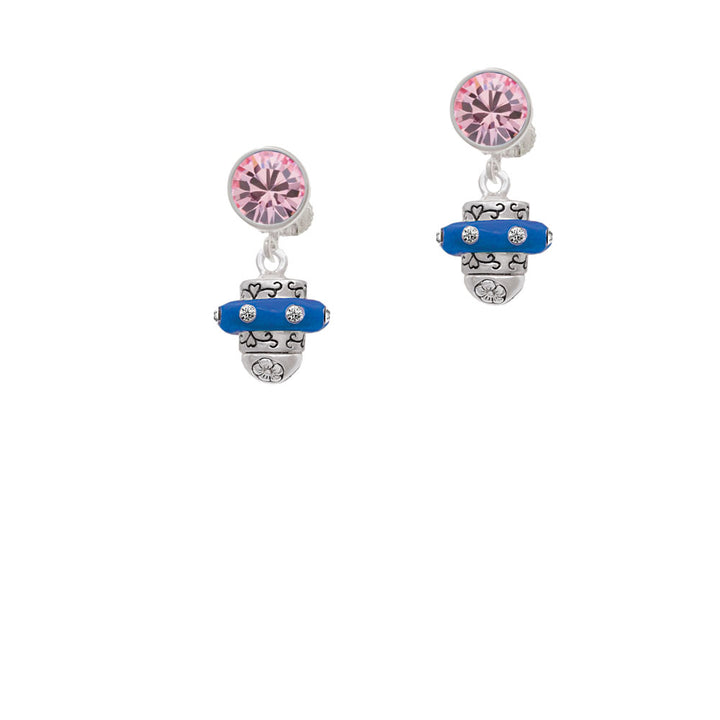 Crystal Royal Blue Spinner Crystal Clip On Earrings Image 4