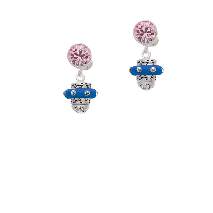 Crystal Royal Blue Spinner Crystal Clip On Earrings Image 1