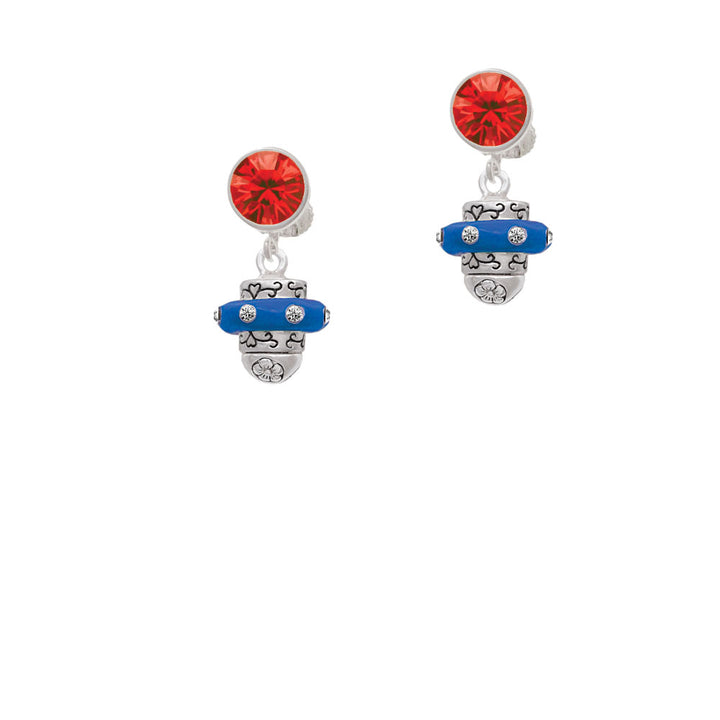 Crystal Royal Blue Spinner Crystal Clip On Earrings Image 4