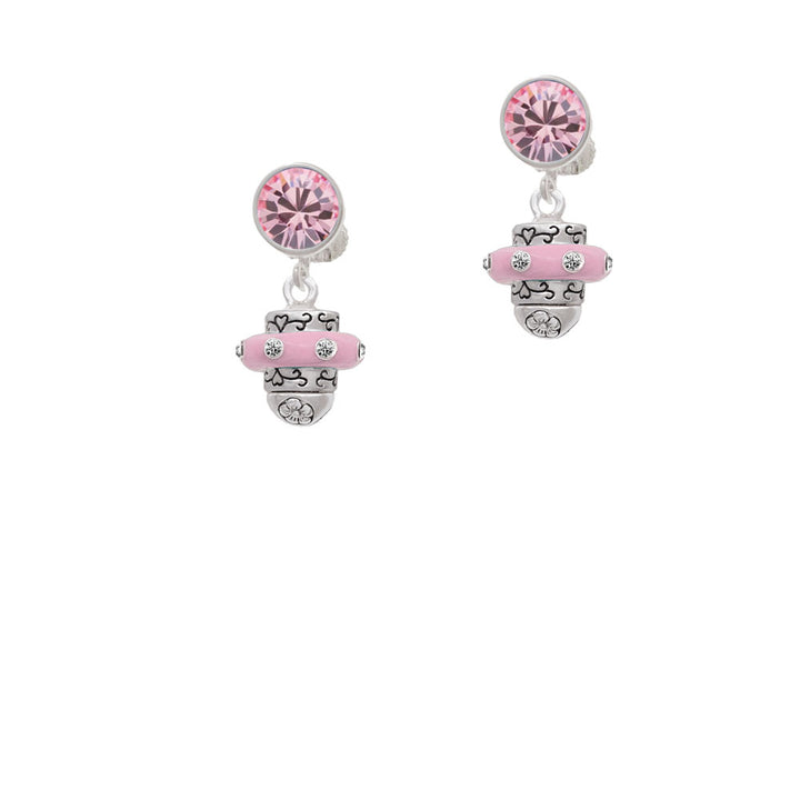 Crystal Pink Spinner Crystal Clip On Earrings Image 4